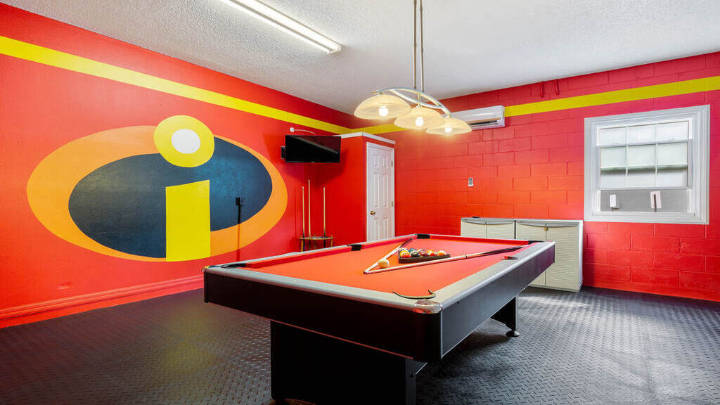 Game-room: Has a pool table and foosball table
