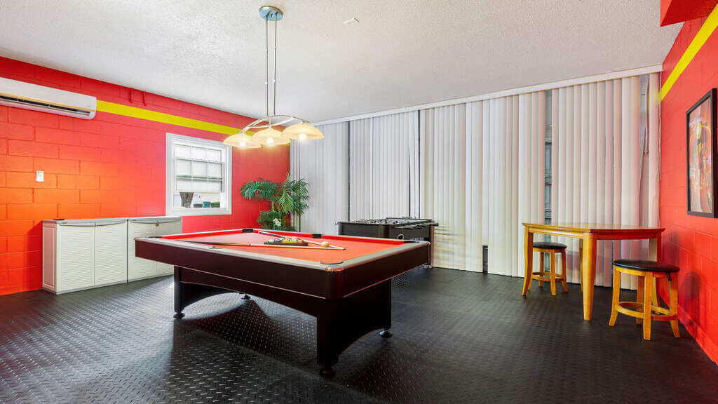 Game-room: Has a pool table and foosball table