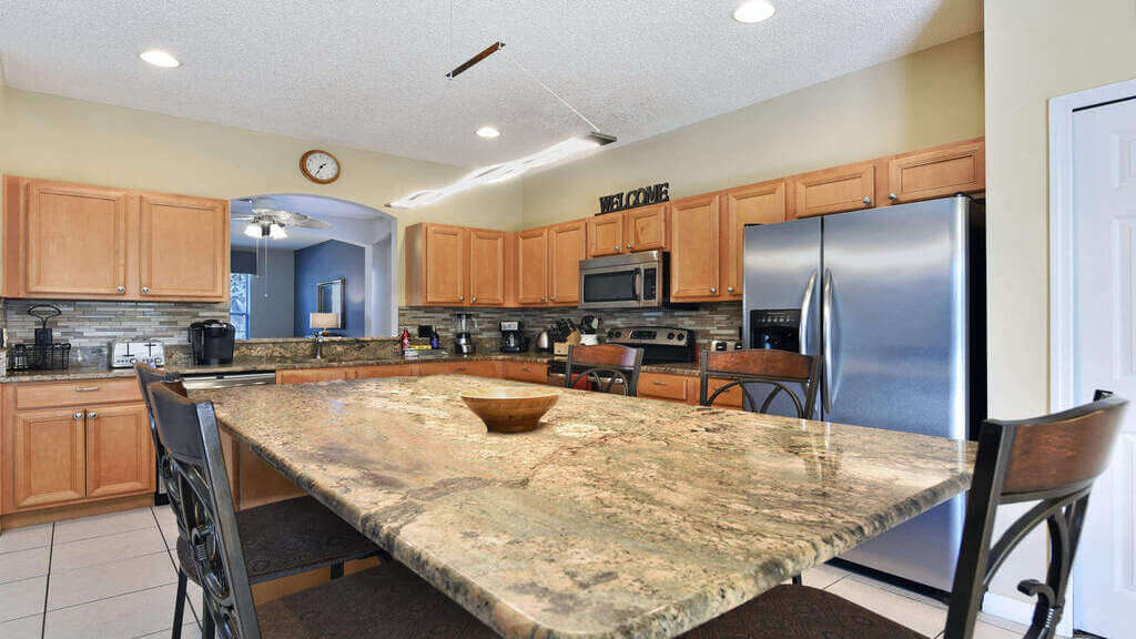 Spacious and large granite nook table