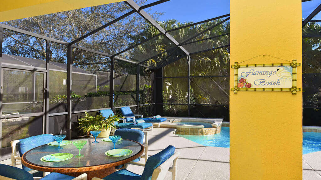 Screened lanai keeps the family together and bugs away!