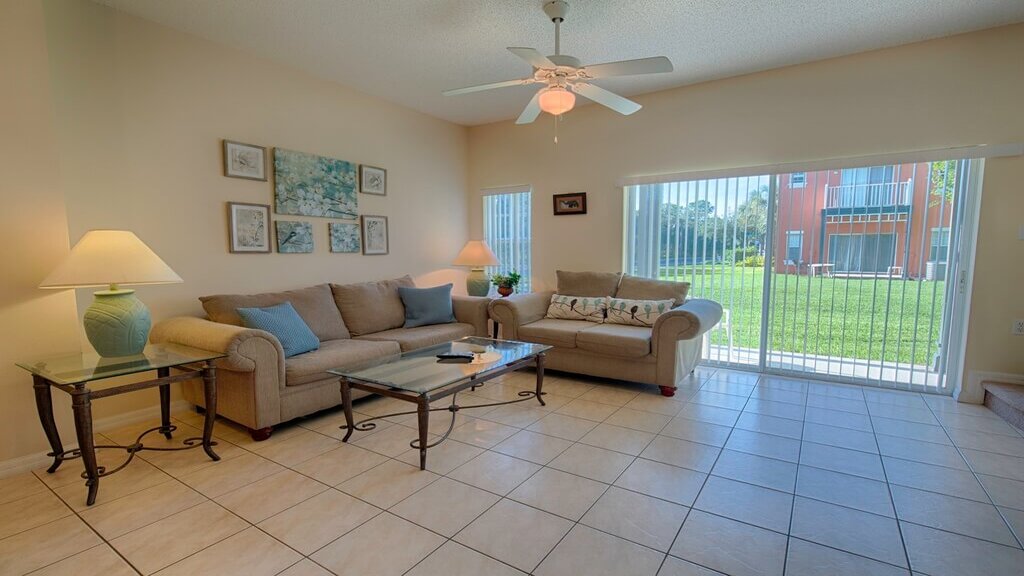 Spacious living area with comfy furniture