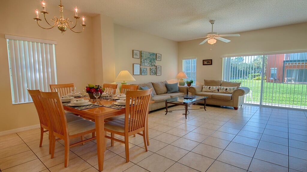 View of dining and living areas