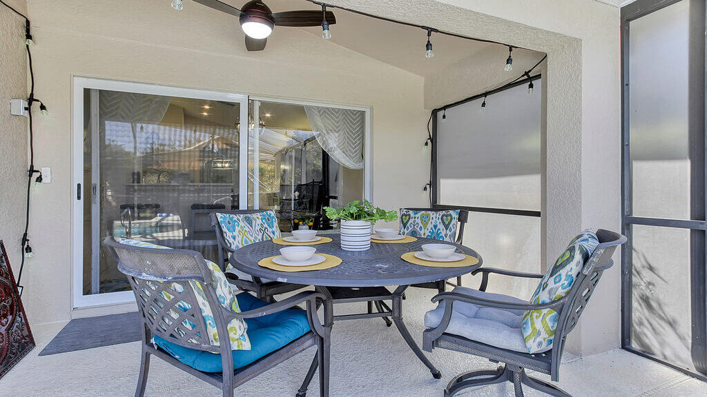 Covered lanai area by the pool