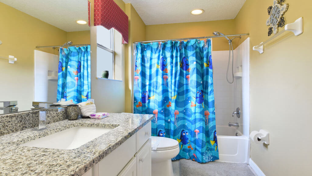 Emerald Island Rental: Jack and Jill bathroom to bedroom #3 and #4