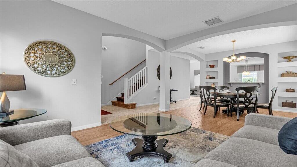 View of formal dining  from living area