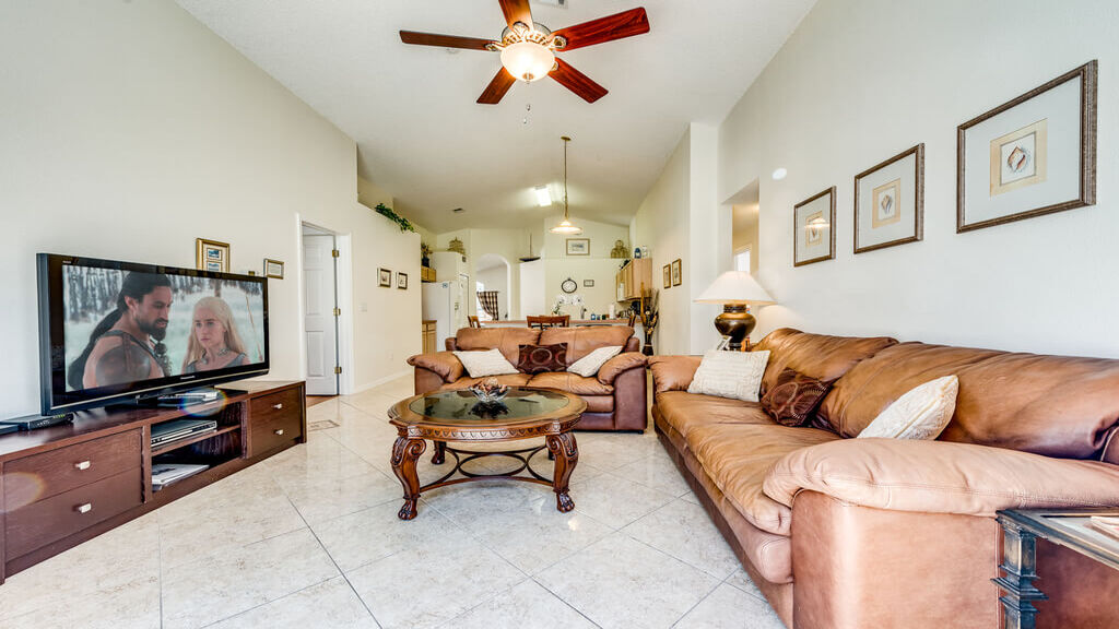 Family room offers comfortable furniture