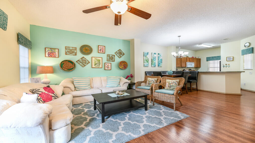 Living area with comfrotable seating and a TV