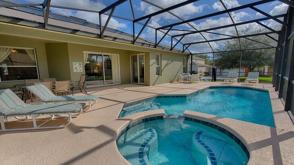 West facing pool and spa area