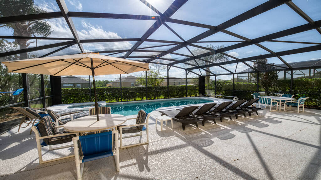 South-facing pool and spa