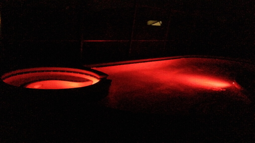 Pool at night - Color changing pool and spa