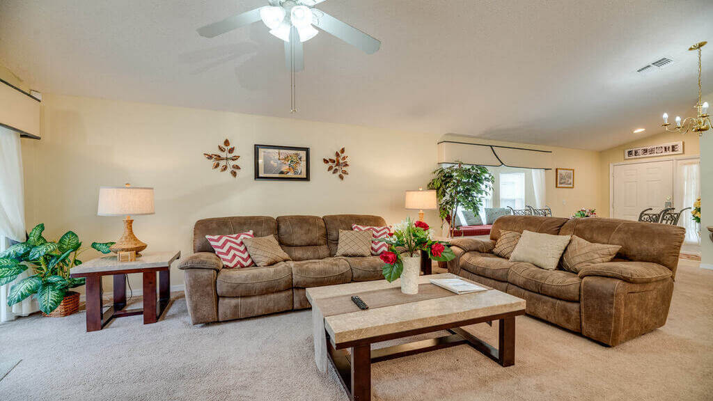 Family room leading to the south-facing pool area